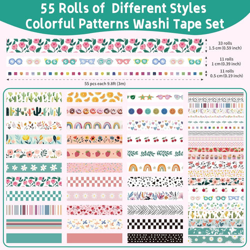 55-Roll Holiday Washi Tape Set